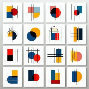 Minimal abstract art shapes with circles squares lines (3)